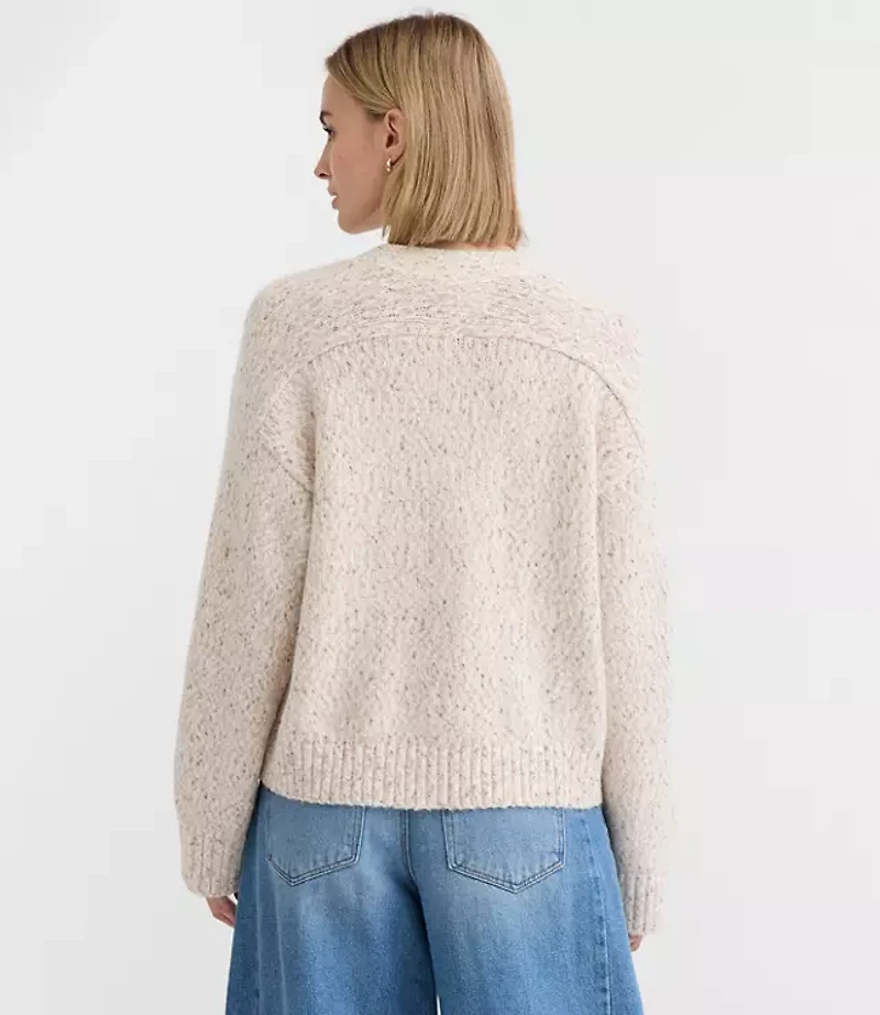 Marled Saddle Sleeve V-Neck Cardigan