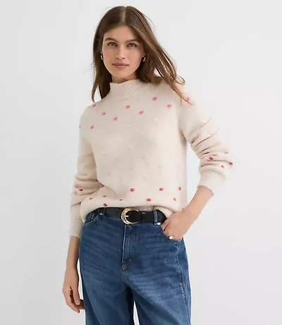 Bobble Mock Neck Sweater