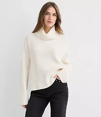 Cuffed Ribbed Mock Neck Sweater