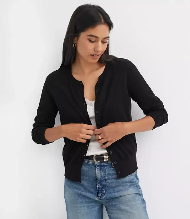 Petite Modern Crew Neck Cardigan