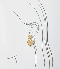 Brushed Heart Statement Earrings