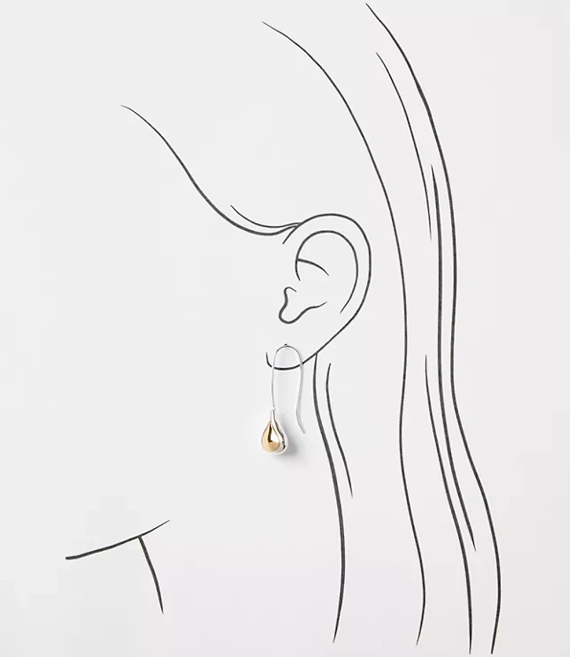 Mixed Metal Teardrop Pull Through Earrings