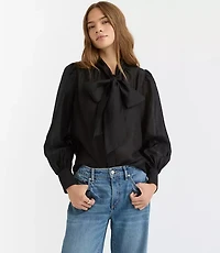 Petite Blouson Sleeve Bow Blouse