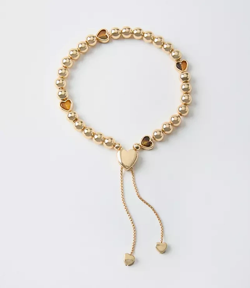 Tortoiseshell Print Mini Heart Pull Tie Bracelet
