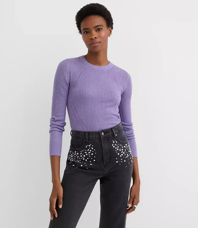 Shimmer Mixed Ribbed Sweater