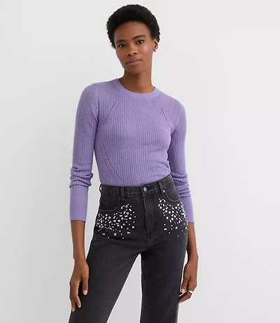 Shimmer Mixed Ribbed Sweater