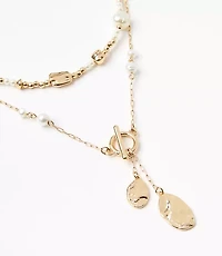 Pearlized Molded Layered Toggle Necklace Set