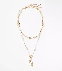 Pearlized Molded Layered Toggle Necklace Set