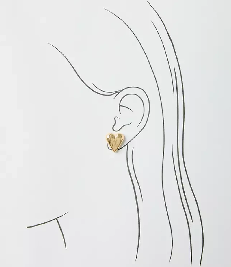 Brushed Heart Stud Earrings