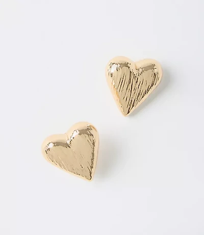 Brushed Heart Stud Earrings