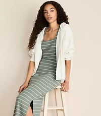 Petite Lou & Grey Stripe Ribbed Maxi Elbow Sleeve Dress