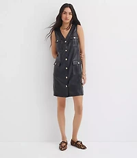 Petite Faux Leather Mini Pocket Dress