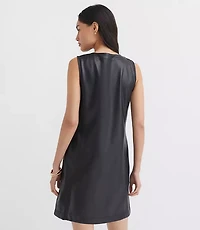 Petite Faux Leather Mini Pocket Dress