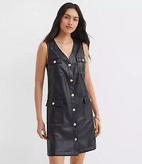 Petite Faux Leather Mini Pocket Dress