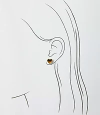 Tortoiseshell Print Mini Heart Stud Earrings