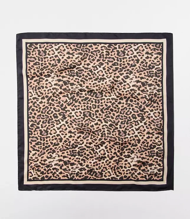 Leopard Print Square Silk Scarf