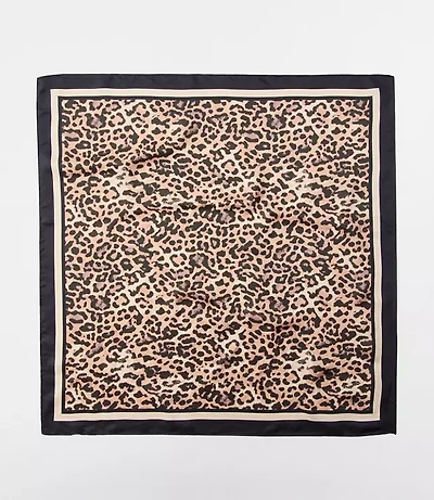 Leopard Print Square Silk Scarf