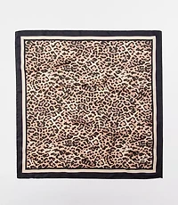 Leopard Print Square Silk Scarf