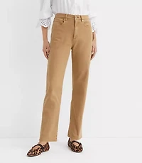 Petite High Rise Straight Jeans in Cashew Tan