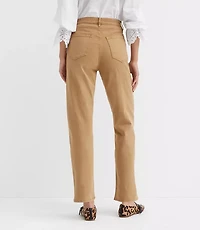 Petite High Rise Straight Jeans in Cashew Tan