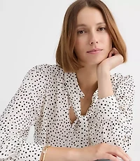 Petite Dotted Bow Blouse