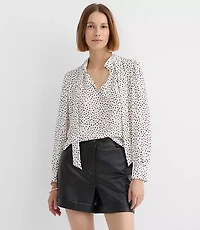 Petite Dotted Bow Blouse