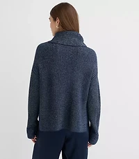 Shimmer Cuffed Ribbed Mock Neck Sweater
