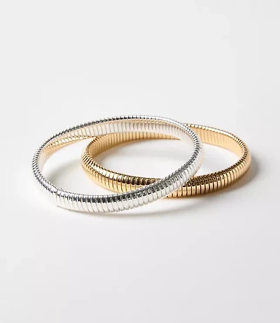 Mixed Metal Chain Link Bracelet Set