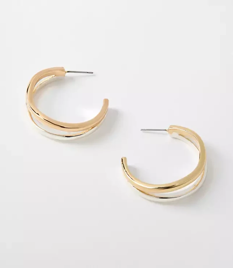 Mixed Metal Double Hoop Earrings