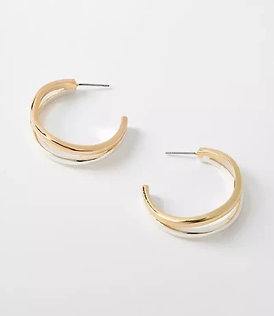 Mixed Metal Double Hoop Earrings