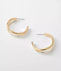 Mixed Metal Double Hoop Earrings