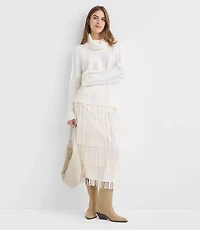 Pointelle Turtleneck Cable Sweater