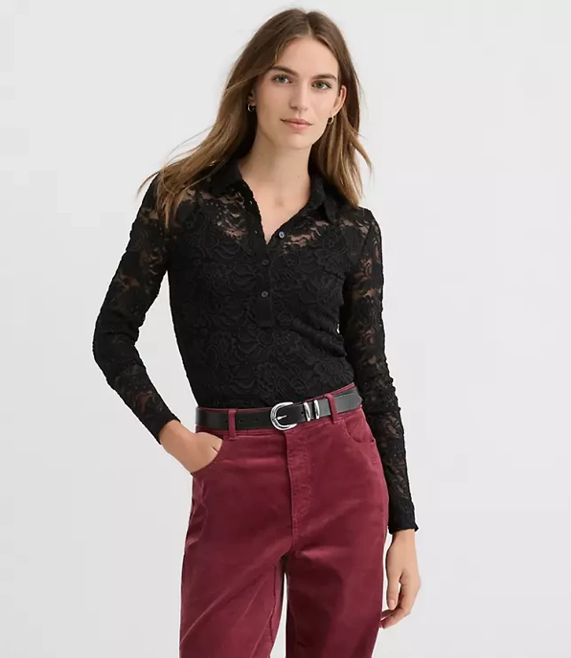 Lace Polo Top