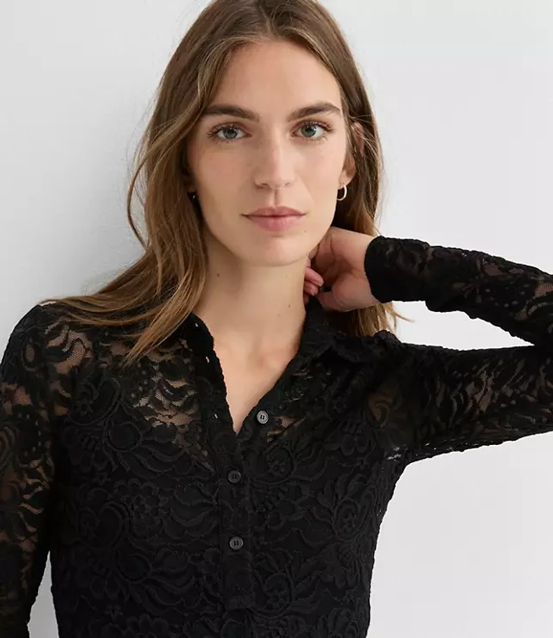 Lace Polo Top