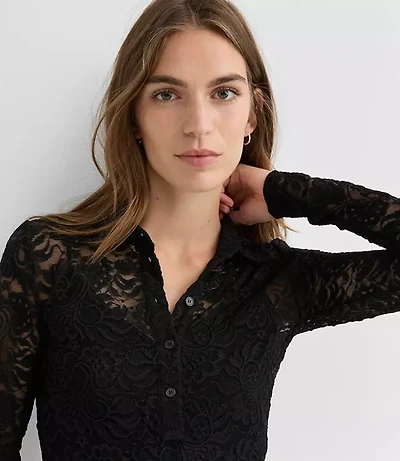 Lace Polo Top