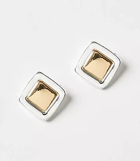 Mixed Metal Square Stud Earrings