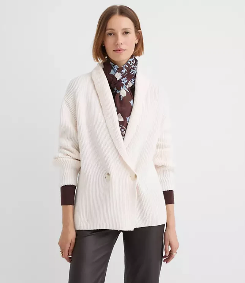 Ribbed Double Breasted Cardigan