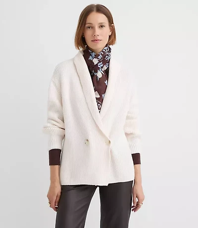 Ribbed Double Breasted Cardigan