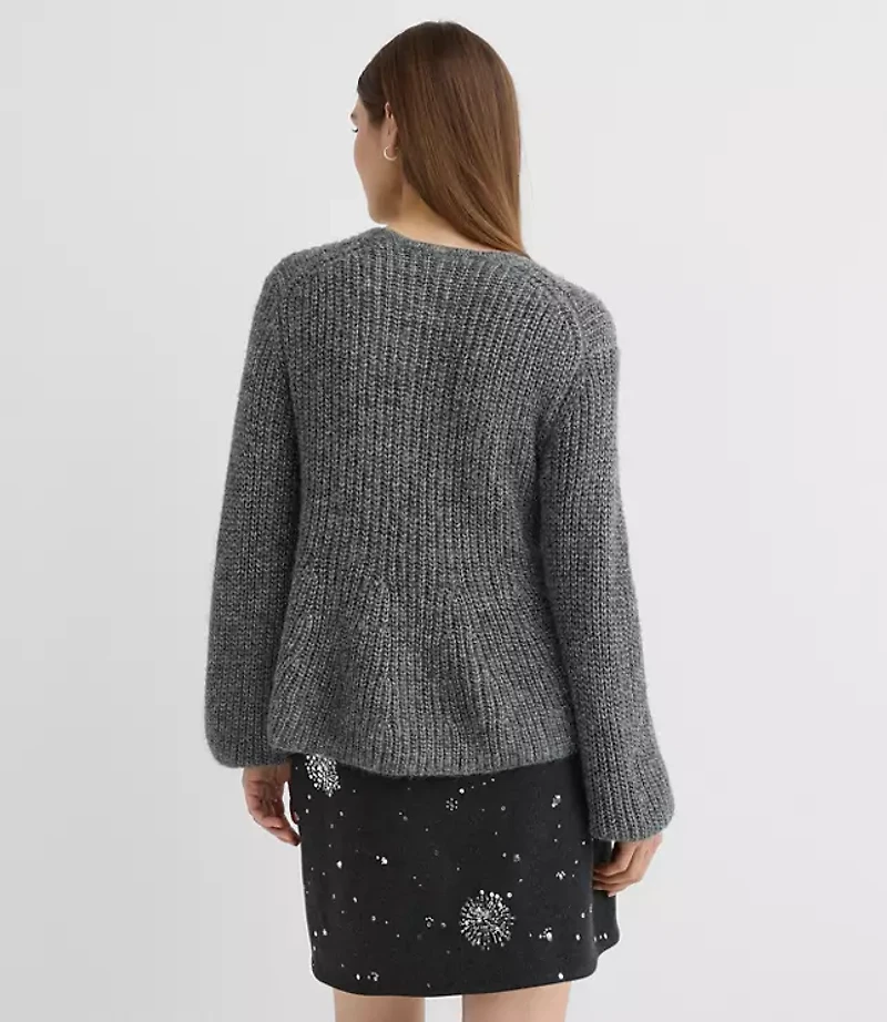 Shimmer Ribbed Peplum Sweater