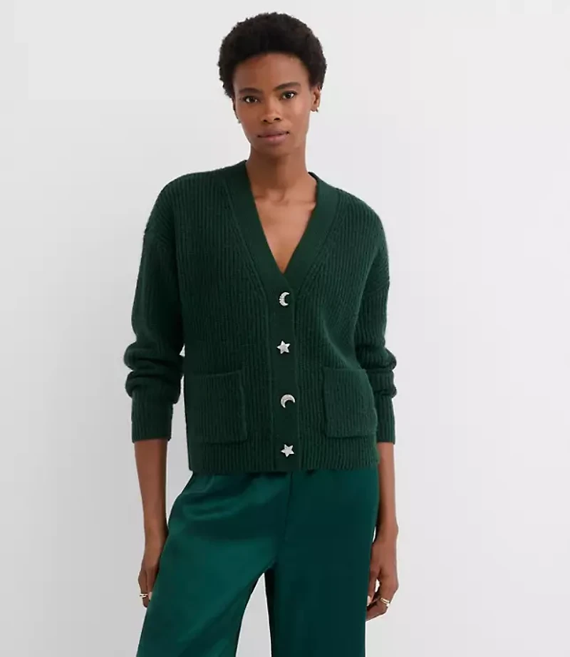 Moon & Star Jeweled Button Cardigan