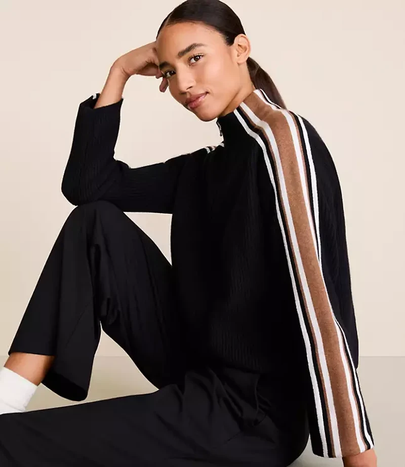 Lou & Grey Striped Half Zip Sweater