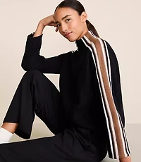 Lou & Grey Striped Half Zip Sweater