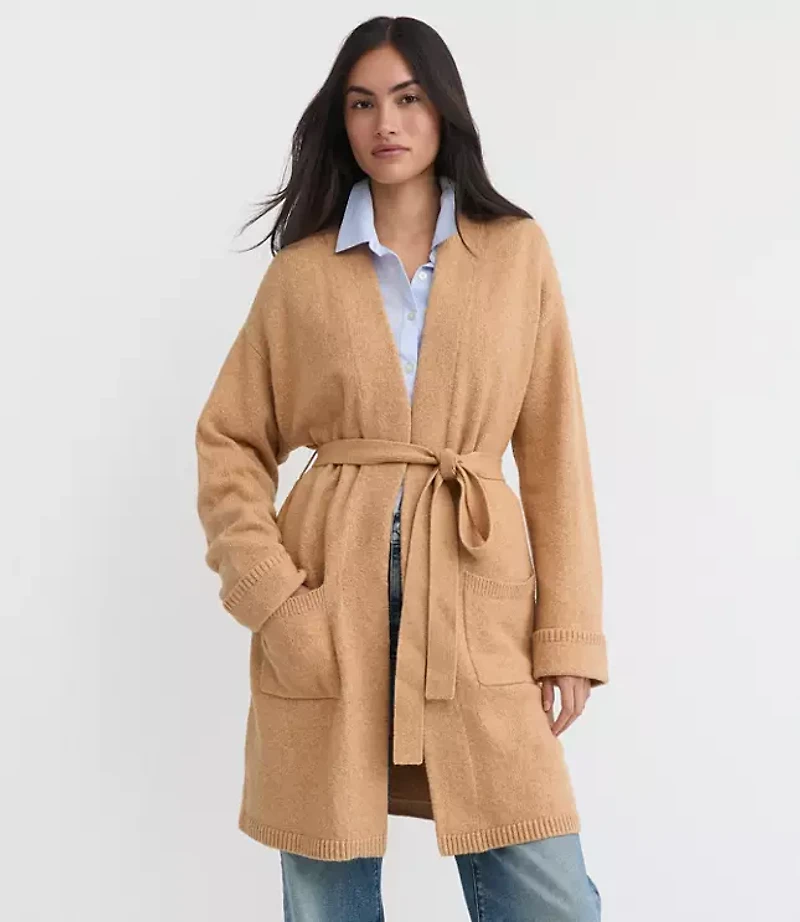 Cuffed Belted Pocket Coatigan