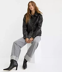 Petite Pebbled Faux Leather Jacket