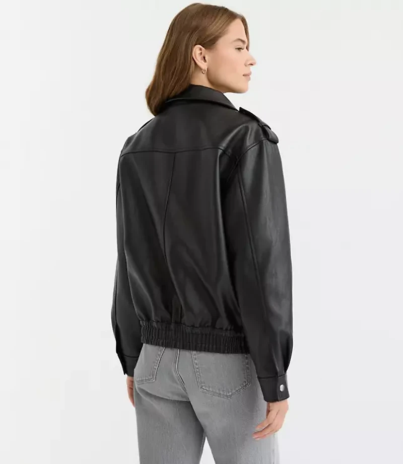 Petite Pebbled Faux Leather Jacket