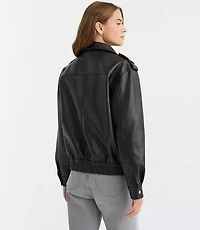 Petite Pebbled Faux Leather Jacket