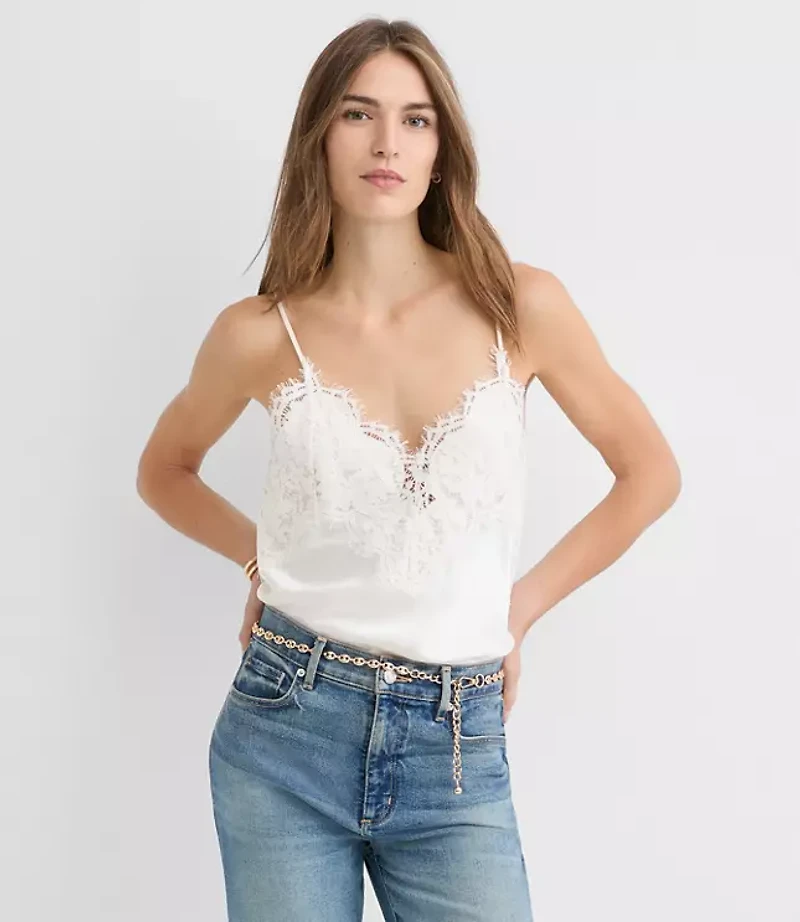 Lace Trim Satin Cami