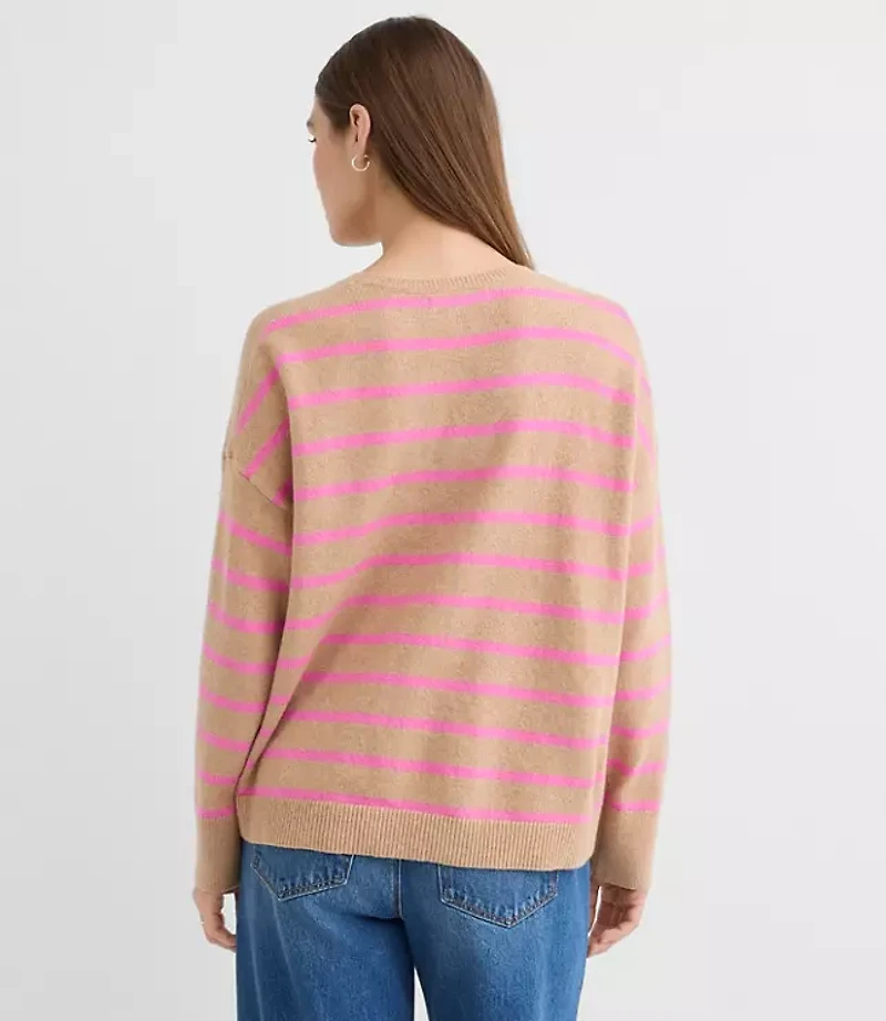 Striped V-Neck Relaxed Everyday Sweater