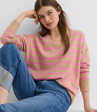 Striped V-Neck Relaxed Everyday Sweater
