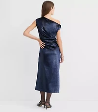 Petite Velvet Ruched Off The Shoulder Midi Dress